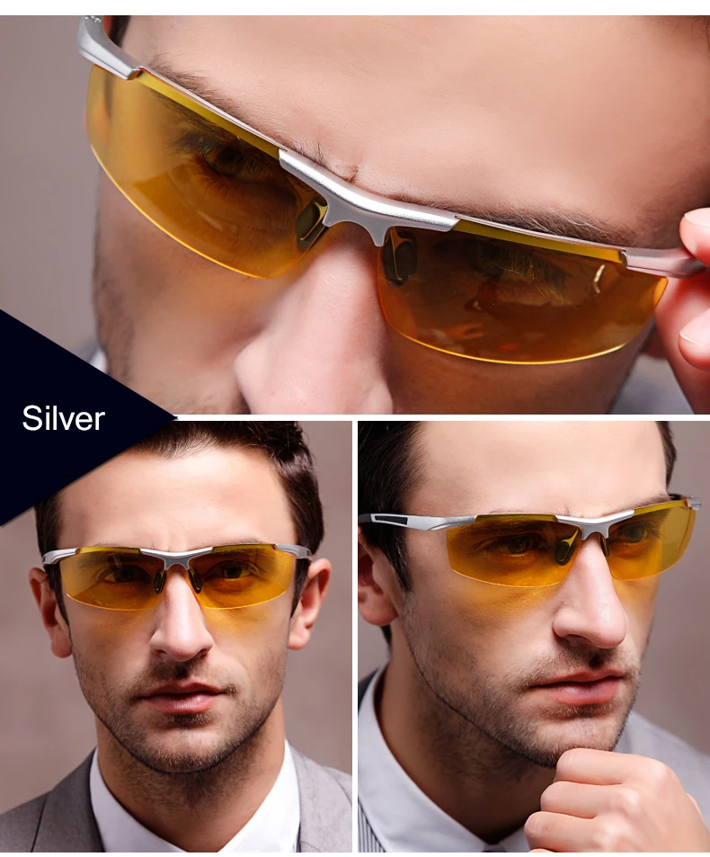 Спортивные солнцезащитные очки для мужчин, поляризационные солнцезащитные очки, алюминиевые HD очки для вождения, мужские очки UV400, очки ночного видения Oculos
