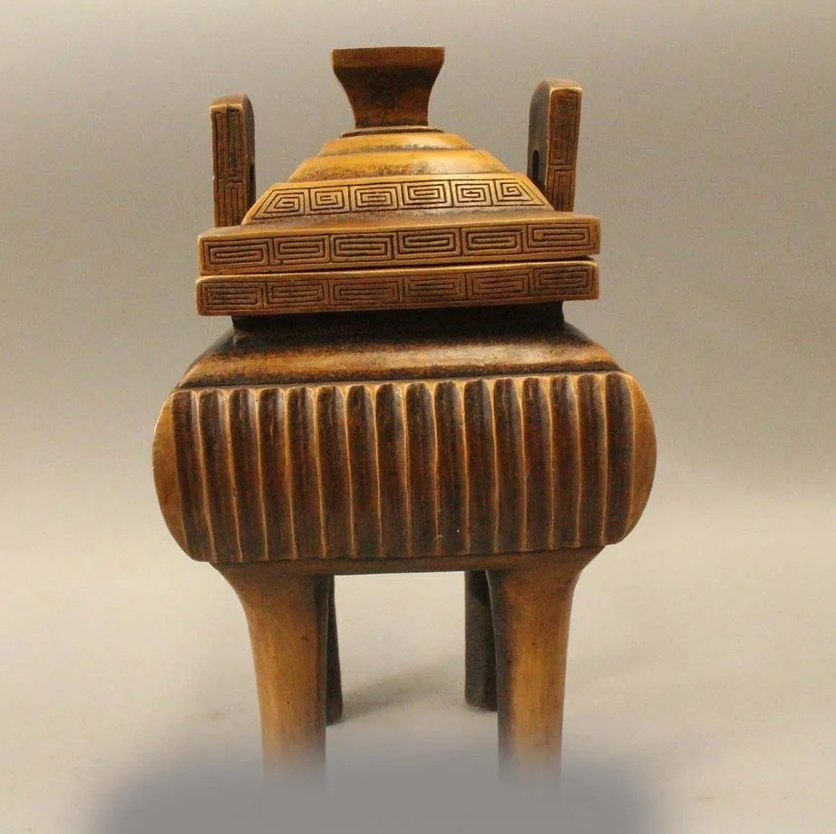 

10" Marked Chinese Dynasty Copper 4 Foot Square Word Ding Incense Burner Censer