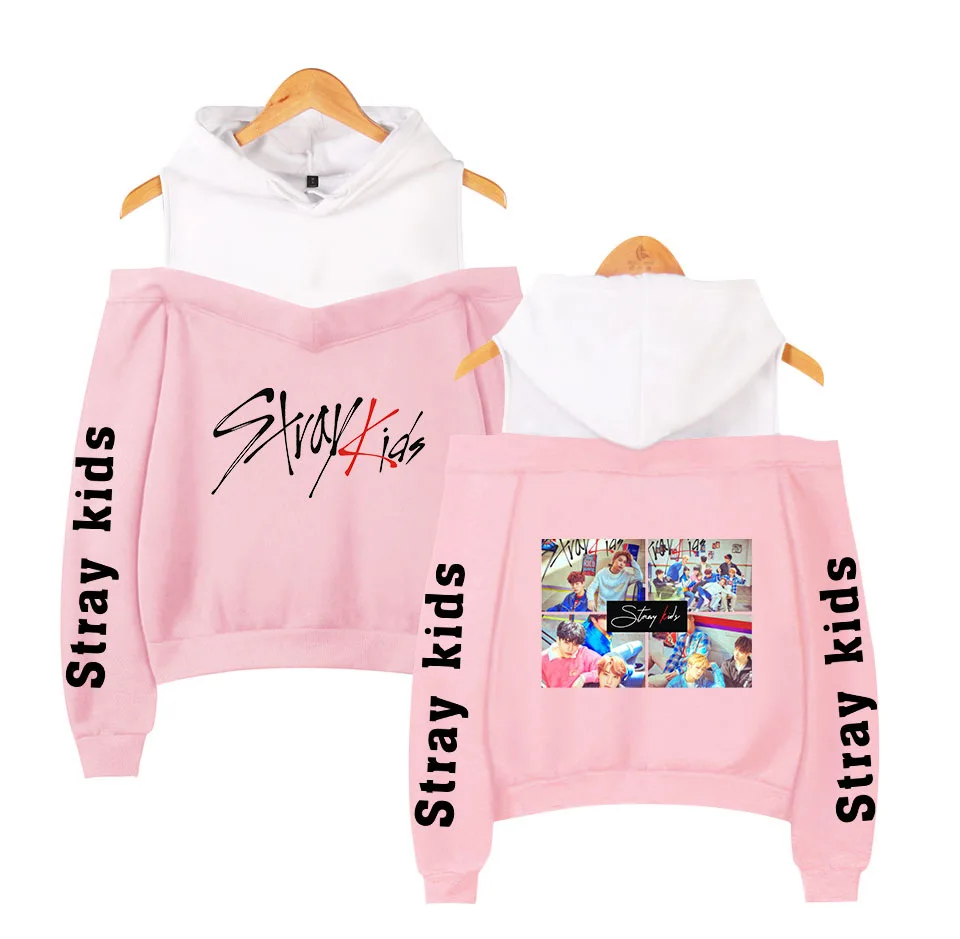 Frdun Tommy stray kids KPOP Off-shoulder Sweatshirt Women Fashion Hip Pop Printed Women Hoodies Highstreet Sweatshirt  (9)