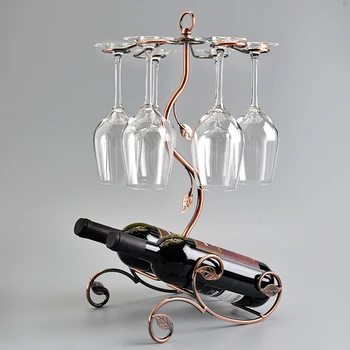 

Two bottles of wine rack six glasses of red wine glass rack frame Wine frame frame does not contain the cup upside down.