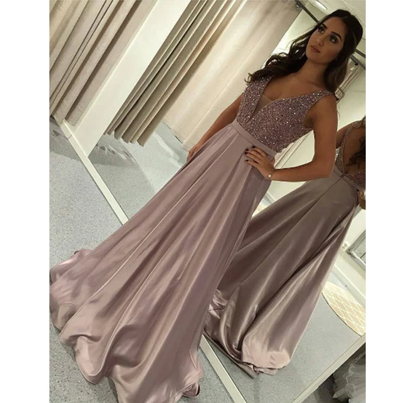 

2019 New Limited Natural Taffeta Floor-length Elegant purple Evening Dresses Custom Made Long Prom Dress Party Gows