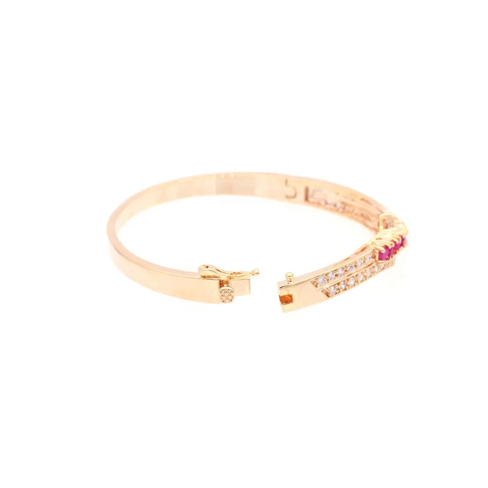 Jinyao Модные очарование Champagne Gold Цвет красный и зеленый циркон манжеты браслет для Для женщин для девочек подарок на день рождения