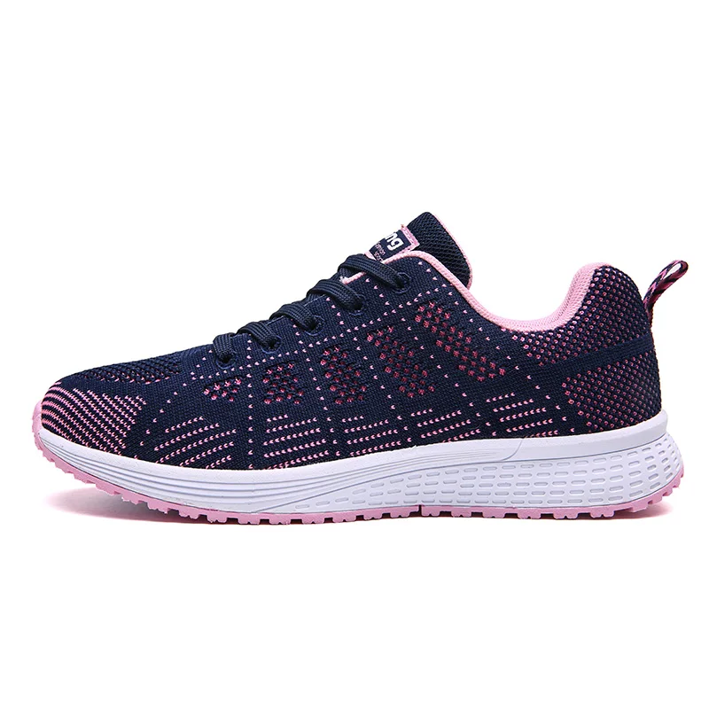 Высококачественные женские кроссовки с дышащей сеткой для бега; женская спортивная обувь на шнуровке; женская спортивная обувь для бега; zapatillas mujer Deportiva 44 - Цвет: Dark Blue plum sport