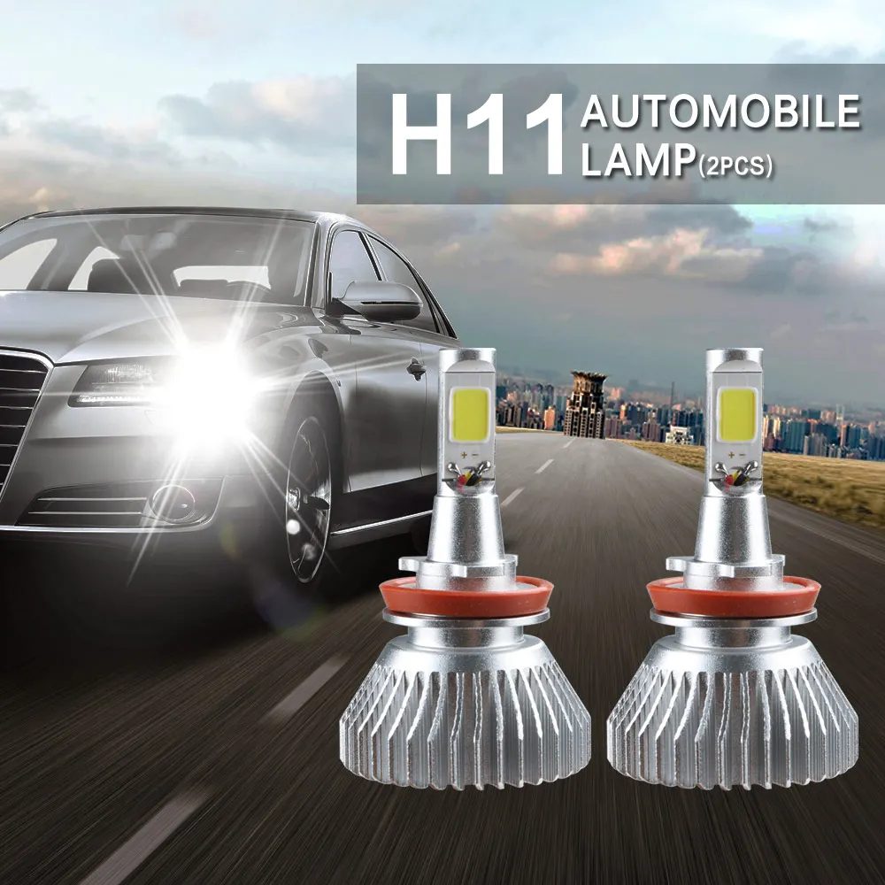 2PCS H1 H4 H7 H11 COB LED Car Headlight Bulb 40W 8000LM 6000K Auto DRL Fog Headlamp Super Bright 12V Car Styling