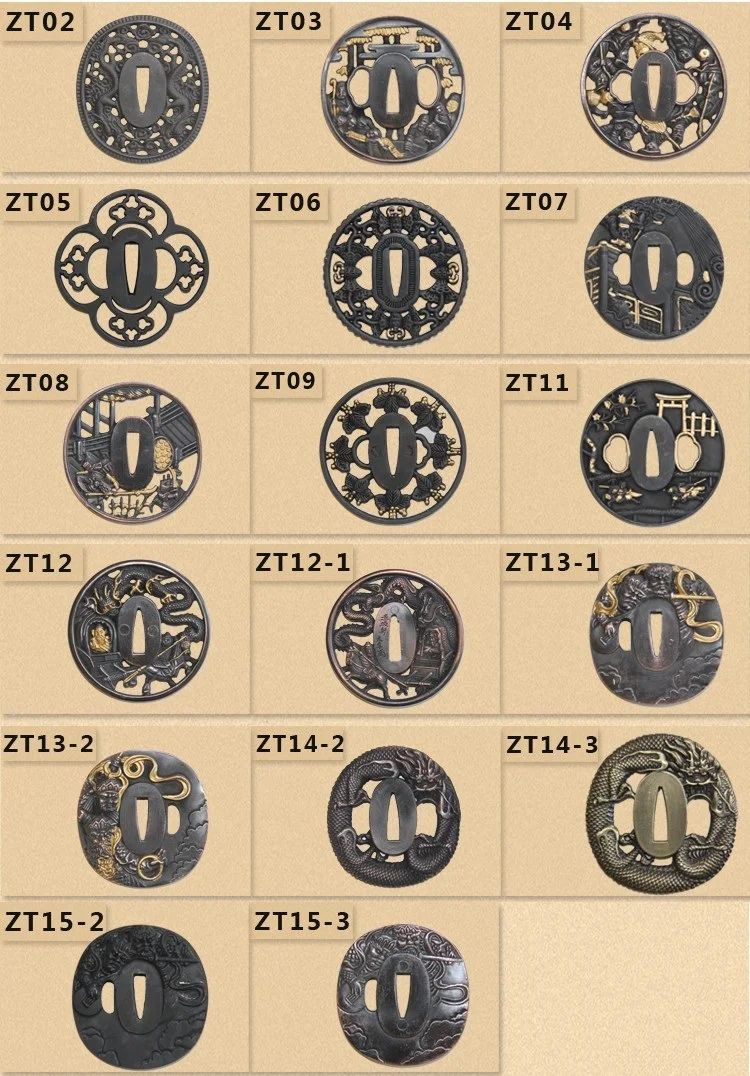 ZT 12 Цинковый Сплав TSUBA menuki японский меч самурайский катана вакидзаси Танто