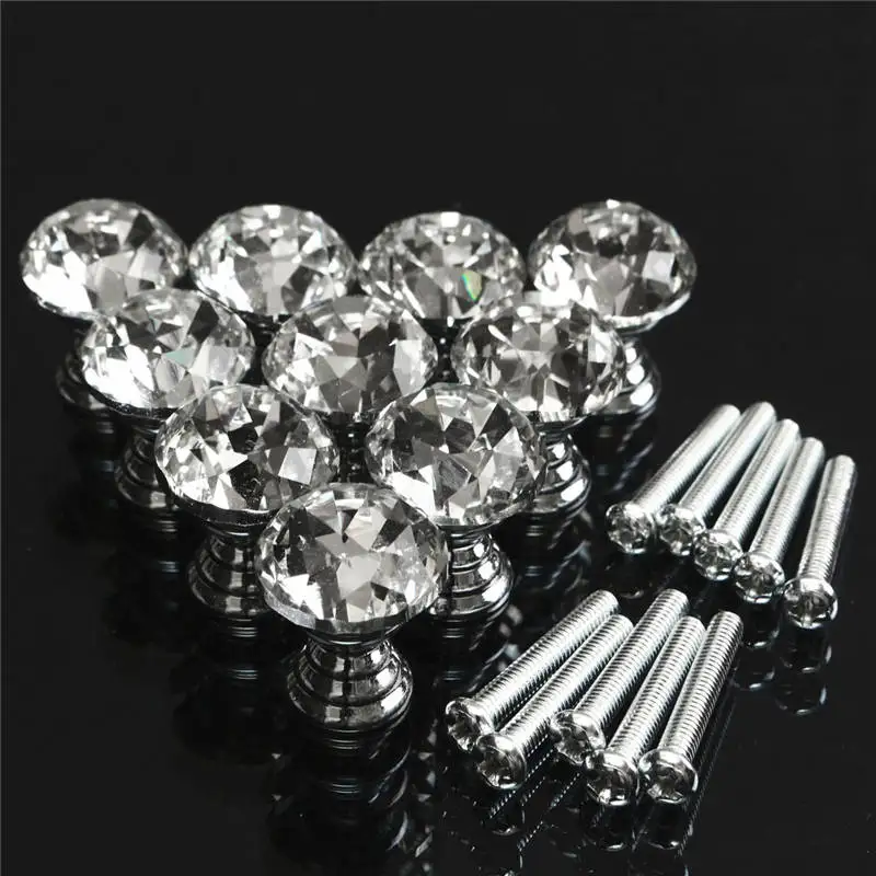 MTGATHER 10 Pcs 20mm Crystal Glass Clear Cabinet Knob Drawer Pull Handle Kitchen Door Wardrobe Hardware Crystal+Zinc Alloy MTGATHER 10 Pcs 20mm Crystal Glass Clear Cabinet Knob Drawer Pull Handle Kitchen Door Wardrobe Hardware Crystal+Zinc Alloy