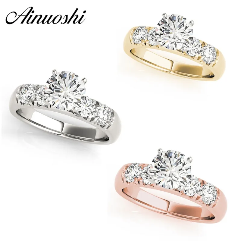 

AINUOSHI 925 Sterling Silver Wedding Engagement Anniversary Ring 1ct Round 4 Prongs Bridal Party Ring Sets Jewelry Lover Gifts