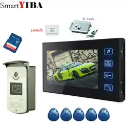 Smartyiba 7 "Цвет запись Экран Видеодомофоны домофон комплект + 5 шт. RFID Дверные звонки Камера + SD Электрический замок бесплатная доставка