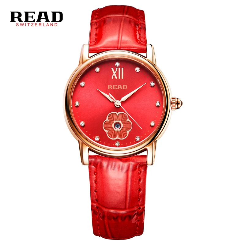 

READ top brand new fashion trends red mujer sapphire women watches 2017 with flower reel starp for leather quartz 6091 Analog