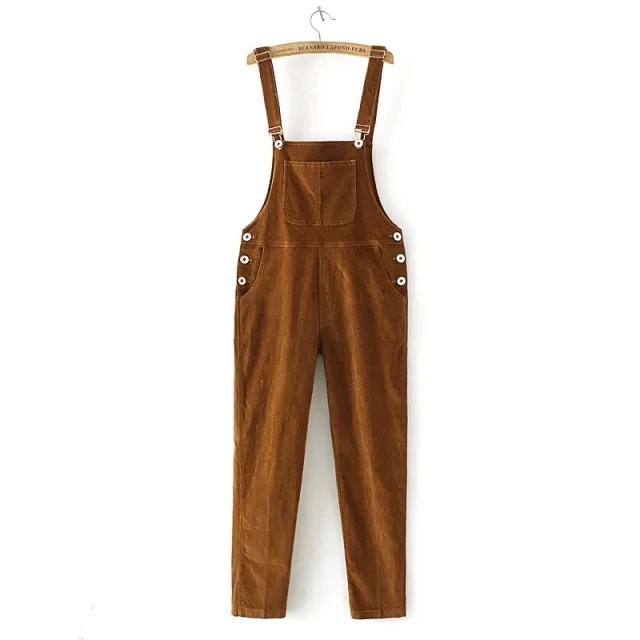 

2019 Spring Womens Suspenders Corduroy Jumpsuit Autumn Loose overalls Women Pure Color Rompers pants for Female 120604