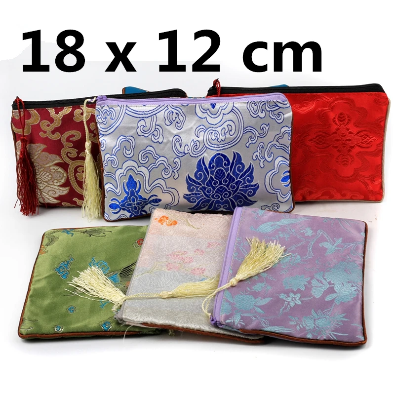 Rectangle Vintage Tassel Zipper Purse Travel Jewelry Bag