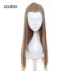 Ccutoo 28 "блондинка длинные прямые причесанный назад из кос Синтетические волосы Маскарадный костюм Искусственные парики Хоббит принц