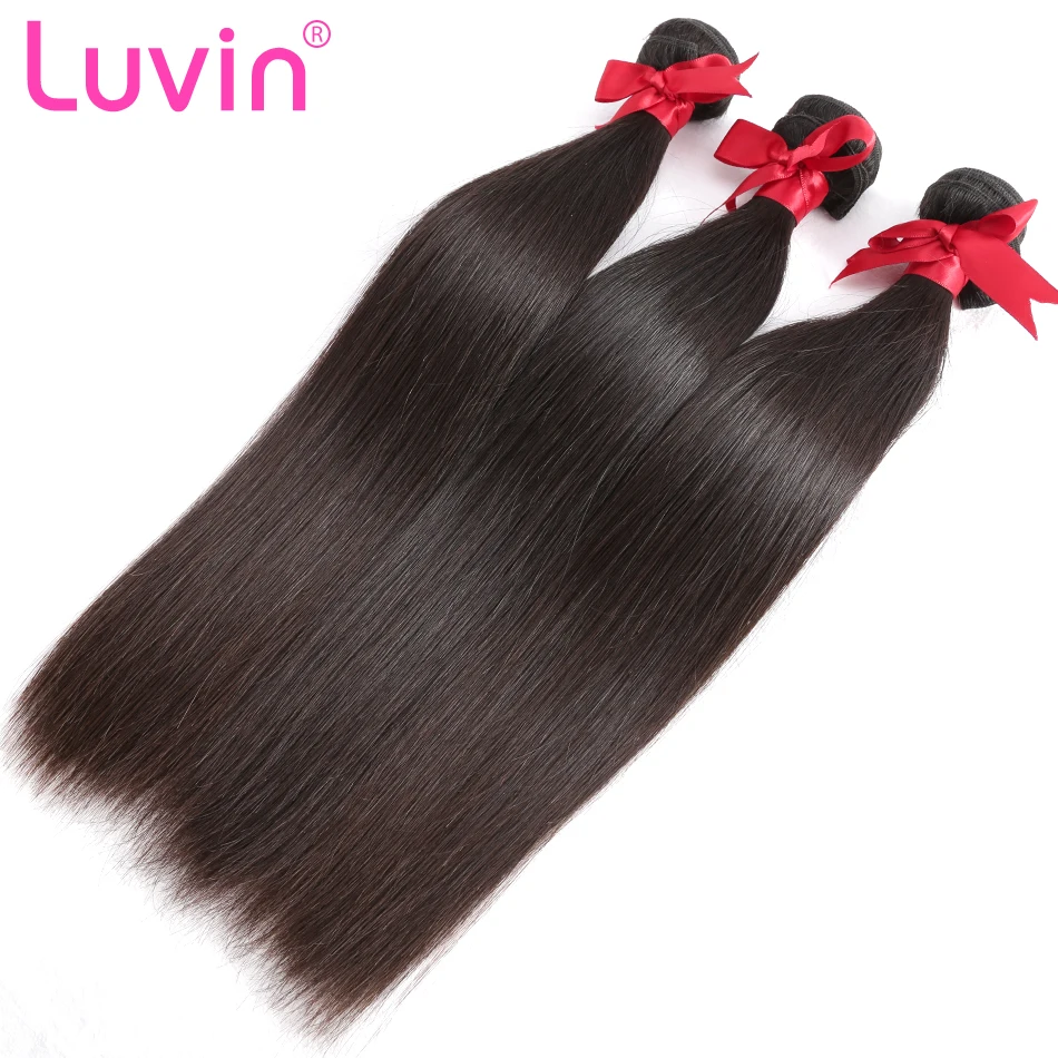 Luwin 26 28 30 32 40 дюймов перуанские Remy прямые человеческие волосы переплетения пучки с 6x6 Кружева Закрытие Фронтальная 3 4 пучка расширения