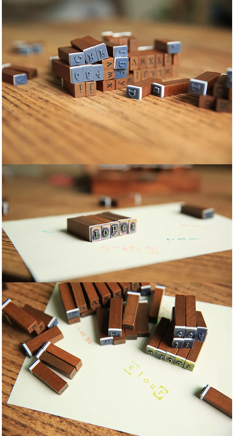 Креативные игрушки ручной работы для детей в стиле ретро Деревянный Английский алфавит DIY коробка Детский костюм с цифрами комбинация 70 игрушечных марок