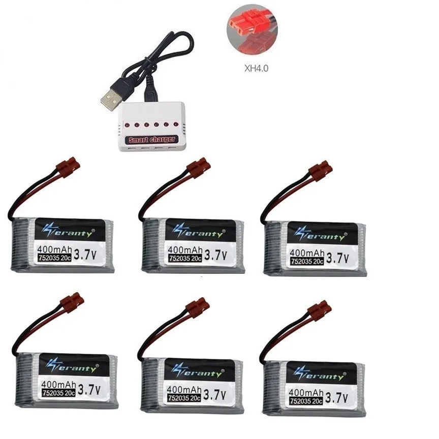 3,7 V 400 мА/ч, Батарея и 6-Порты и разъёмы Зарядное устройство для SYMA X15 X5A-1 X15C X15W H31 X4 H107 KY101 E33C E33 U816A V252 H6C RC ЗАПАСНЫЕ Запчасти
