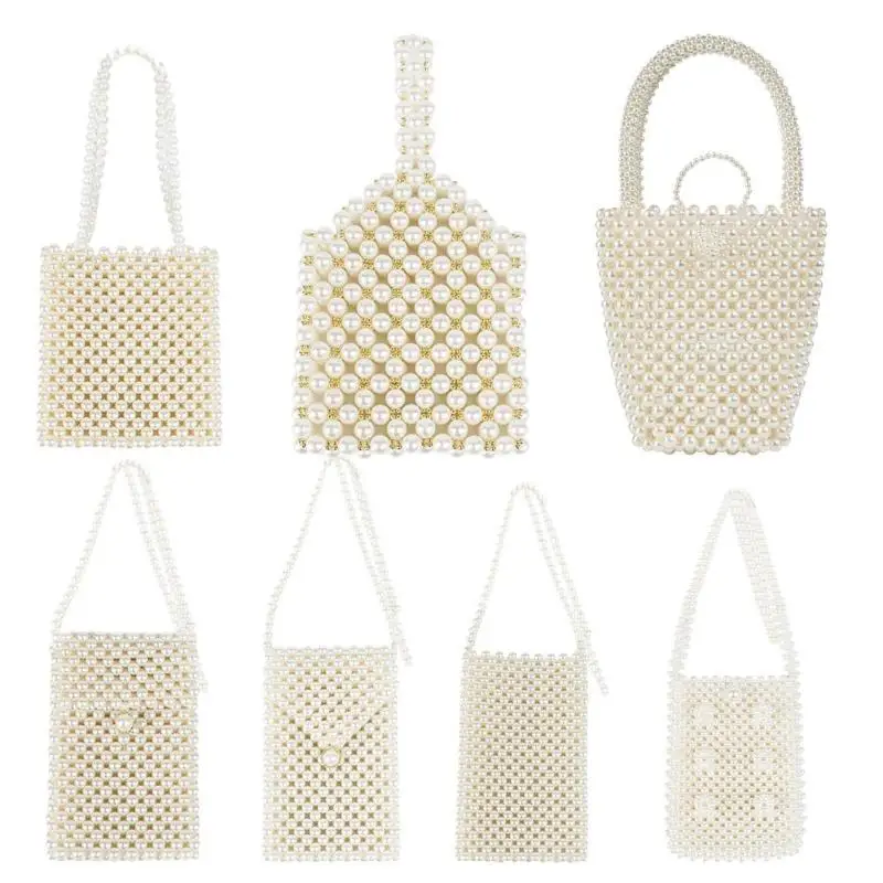 

Shoulder Messenger Handbags Pearl Elegant Women Clutch Bead Top-handle Bags