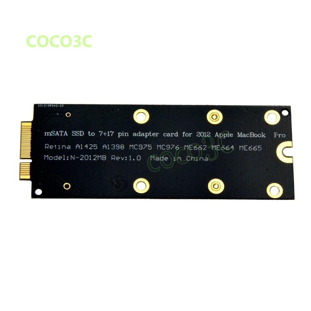 MSATA SSD для 2012 Macbook Pro Retina A1425 A1398 mini sata slot до 7 + 17 pin конвертер MC975 MC976 ME662 ME664 ME665|ssd internal|ssd