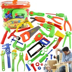 34 шт./компл. игрушки в виде садовых инструментов для детей ремонтные инструменты ролевые игры экологический пластик инженерное