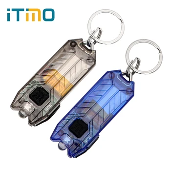 

ITimo Mini LED Flashlight Keychain Tube USB Rechargeable Keyring Light Lamp Torch Key Chain 45LM 2 Modes Portable Light