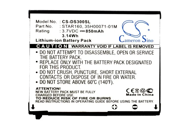 

Cameron Sino 850mAh Battery STAR160 for HTC/DOPOD S411,S420,Startrek 100, 160,710,S300, For Cingular 3125, For i-mate Smartflip