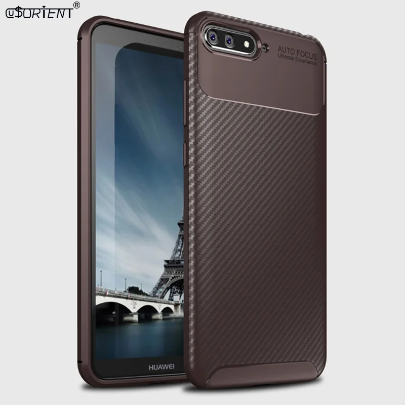 Мягкий матовый чехол из ТПУ для Huawei Y6 2018 текстура углеродного волокна бампер