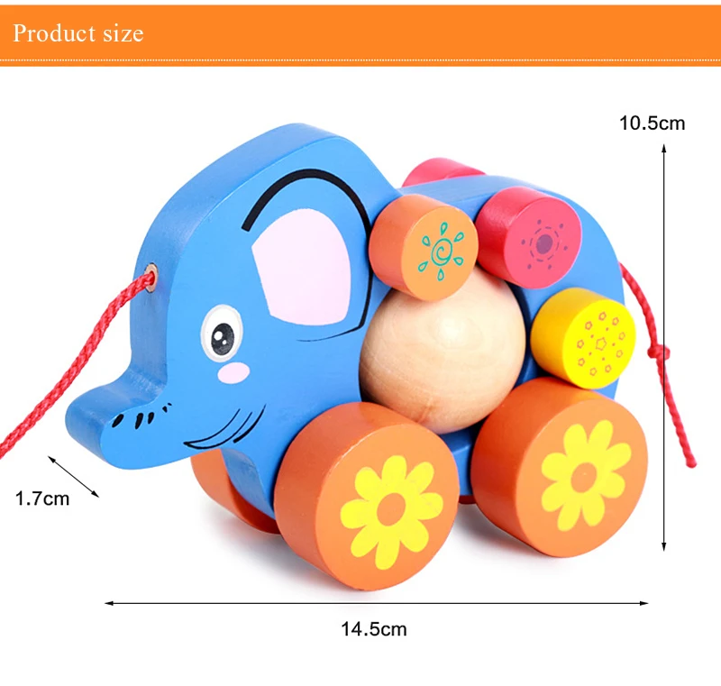 Детская деревянная игрушка для перевозки слона, автомобиль, ходунки, Rolling Baby игрушка для обучения подарки