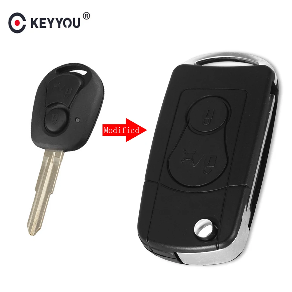 

KEYYOU Uncut Blade 2 Button Modified Filp Car Remote Key Shell Fob Case Cover For Ssangyong Actyon SUV Kyron Car Styling