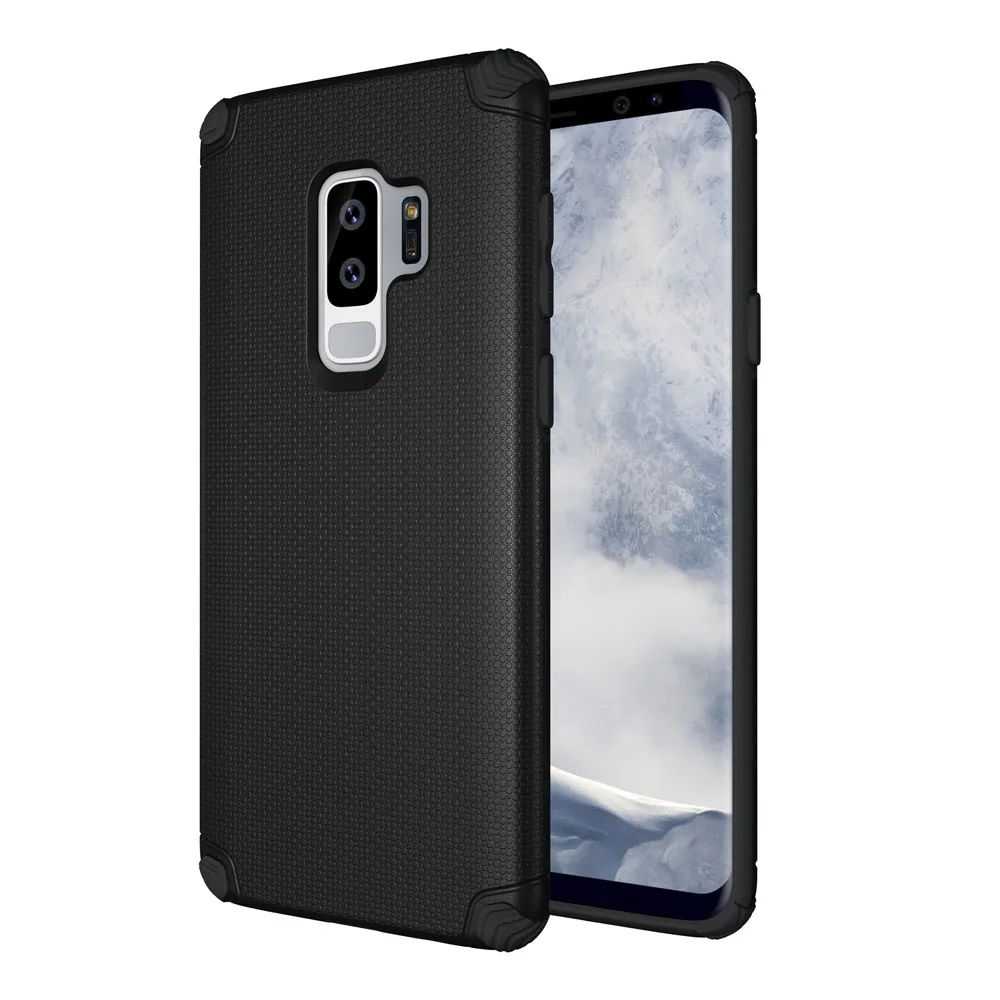 

For Samsung Galaxy S9 Plus S9+ Soft TPU Light Armor Case With Shock Absorption Corner & Hidden iron Inside Magnetic Back Cover