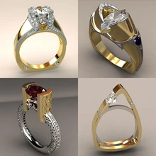 Винтажное женское кольцо с цирконием, уникальный стиль, кристалл, серебро, золото, цвет, обручальное кольцо, обручальные кольца для женщин