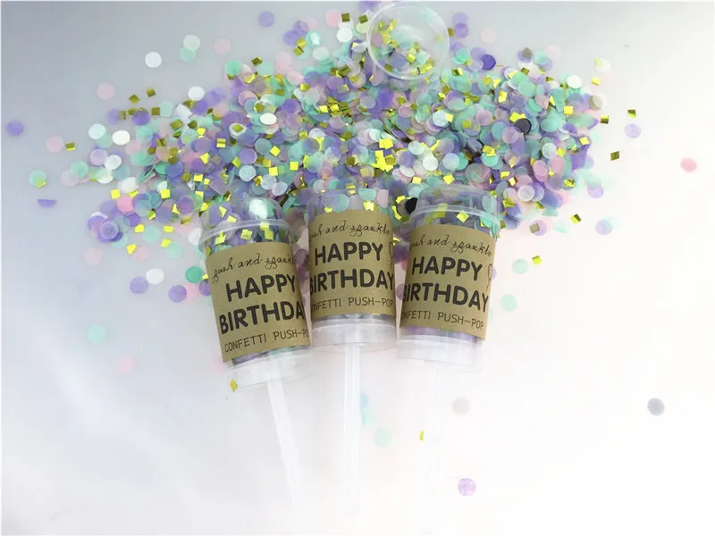 10 шт./упак. многоразовые Happy День рождения пуш-ап конфетти контейнер Poppers на день рождения сюрприз вечерние поставки - Цвет: Daah23