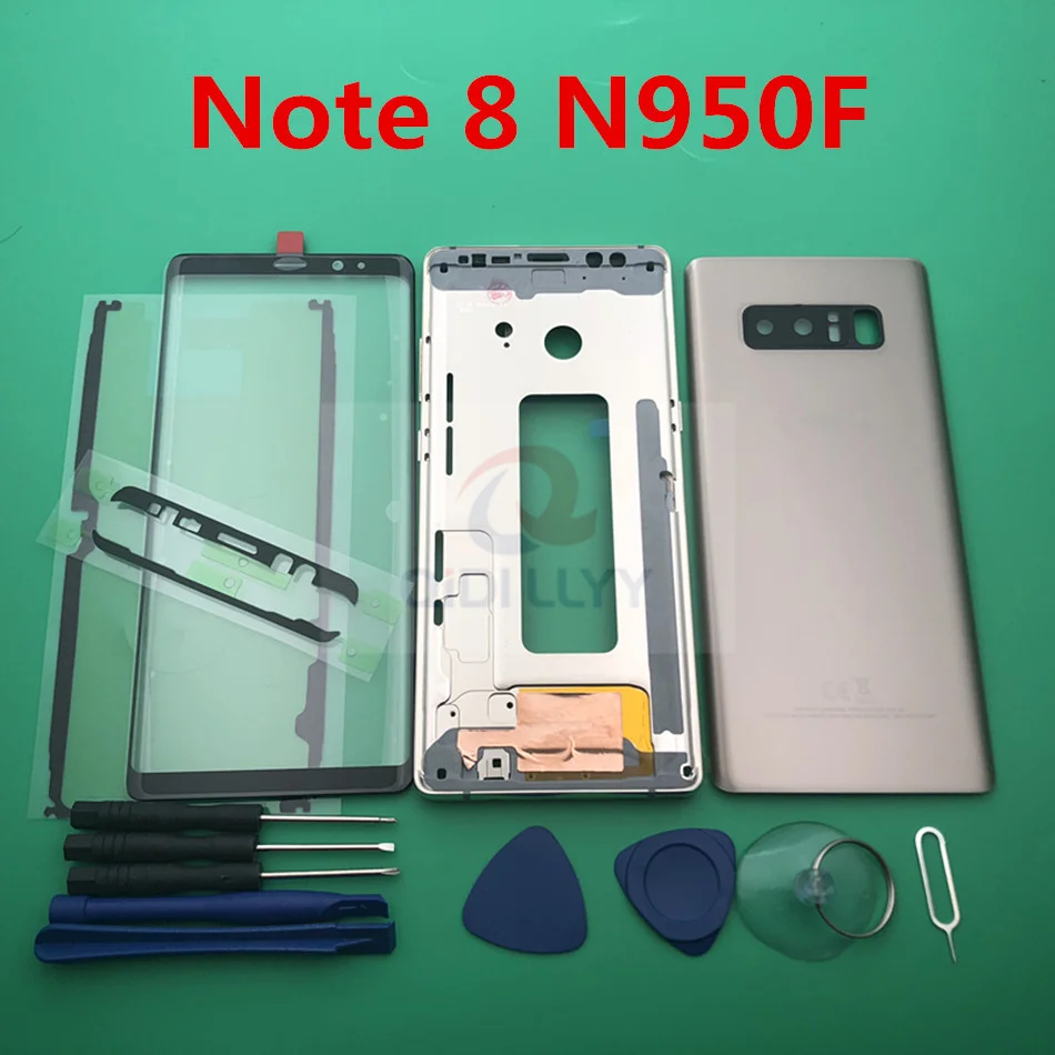 

Original Full Housing Case Back Cover+Front Screen Glass Lens+Middle Frame For Samsung Galaxy Note 8 N950 N950F Complete Parts