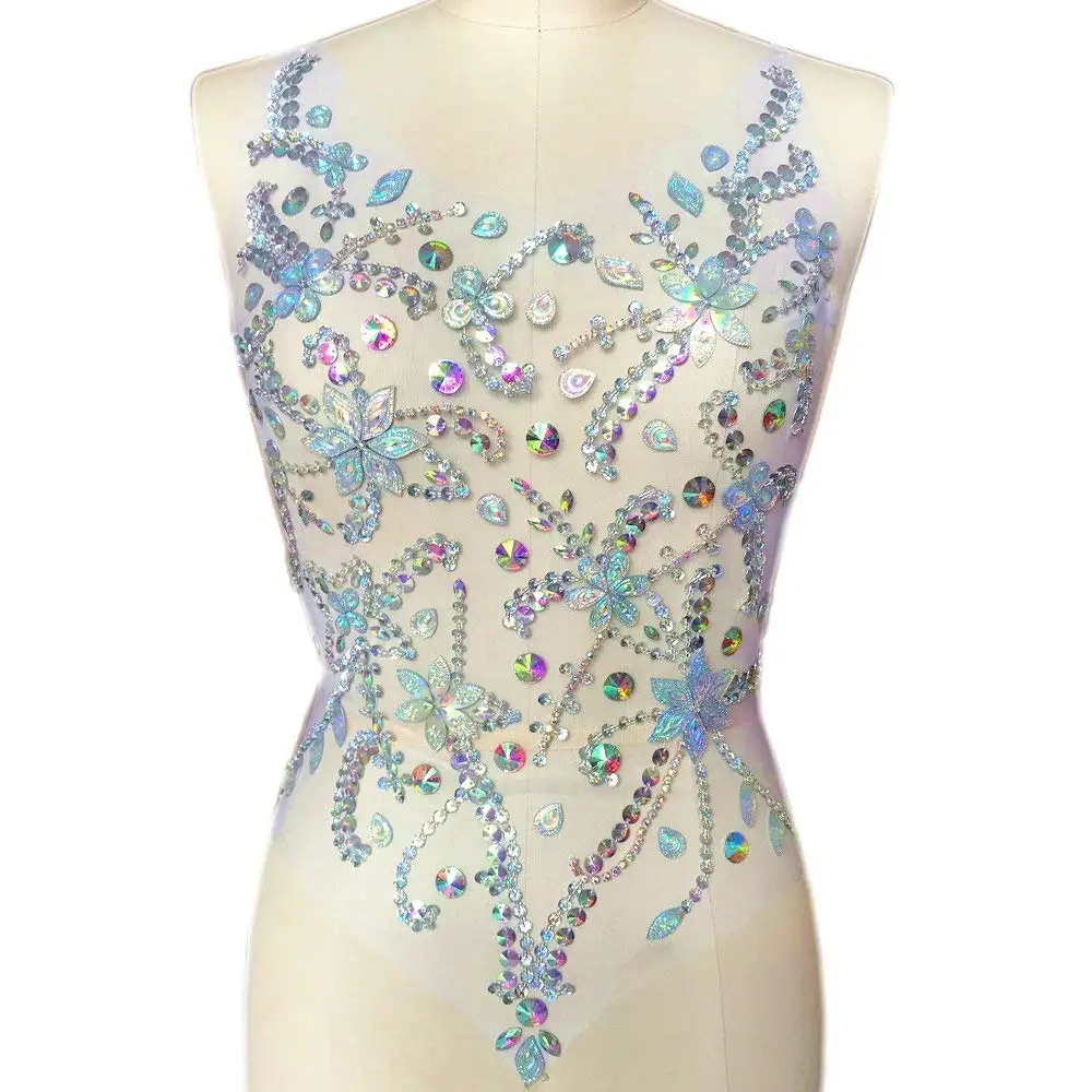 HAndmade 36x54cm Sequin Sew on Rhinestones Crystals Strass Patches