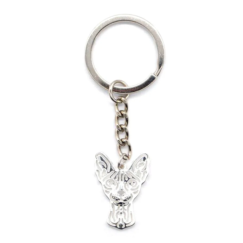 

2019 Jewelry Women's Sphynx Cat Key Chains Lovers Metal Pet Shaped Key Chains