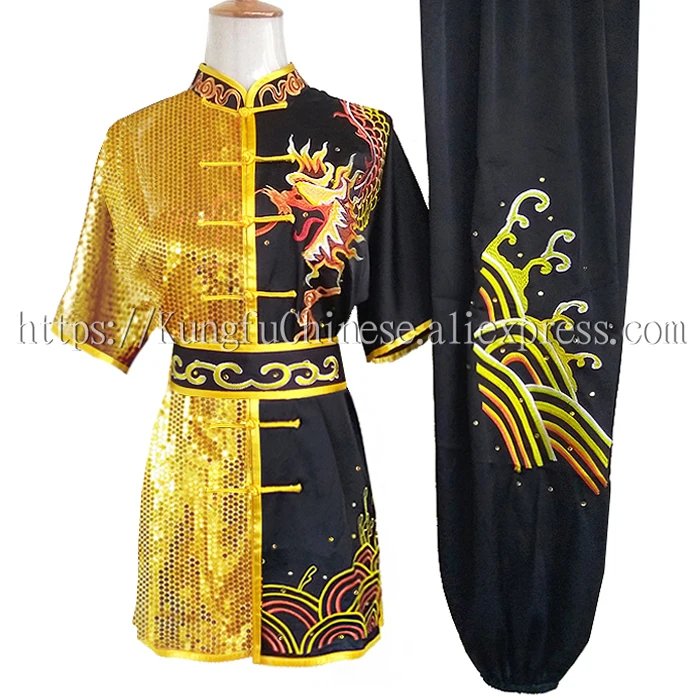 

Chinese Wushu uniform Kungfu clothes Martial arts suit changquan outfit Routine garment for men women adults girl boy kids