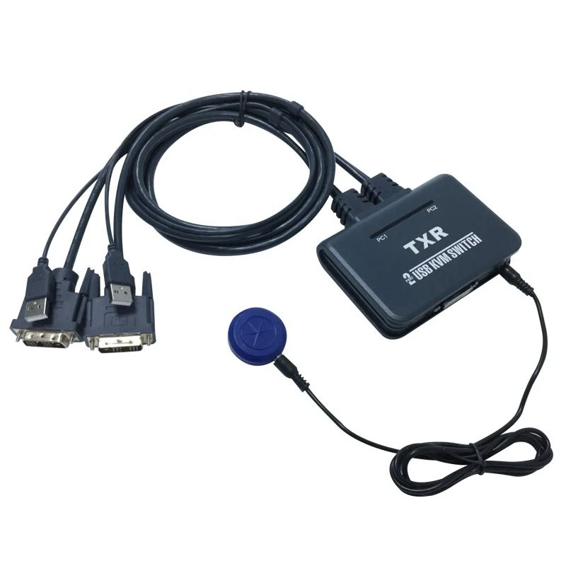 2 порта Usb 2,0 2 в 1 выход Dvi Kvm переключатель коробка с Аудио Видео кабель для монитора клавиатура мышь компьютер - Цвет: Black