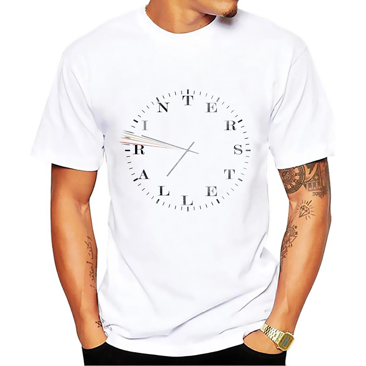

Interstellar Cooper ghost watch logo badge t shirt men new white casual plus size tshirt homme sublimation print t-shirt