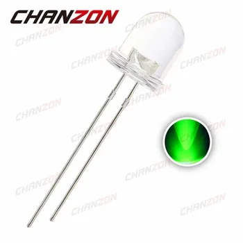 50pcs 8mm Green LED Diode Water Clear Round Top 20mA 3V 515-525nm Ultra Bright 20000mcd Round 8 mm Light Emitting Diode LED Lamp