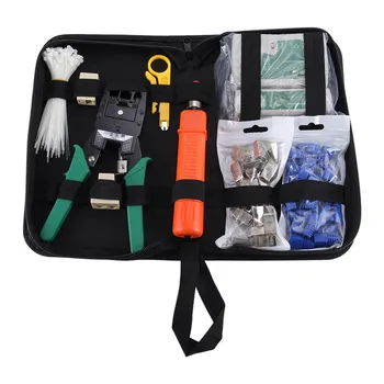 

Portable LAN RJ45 Repair Tool Set With Storage Box UTP Cable Tester Plier Crimper Plug Clamp Kit CLH@8