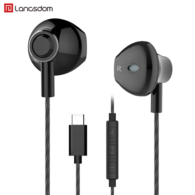 

Langsdom Metal Type C Earphone M420 portable HIFI Bass gaming headset bass stereo in-ear earphones F9 with microphones for sport