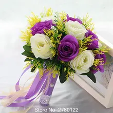 Романтический свадебный букет с Robbon Искусственный Пион розовый и зеленый женщины Buque De Noiva Свадебные аксессуары платье в цветочек