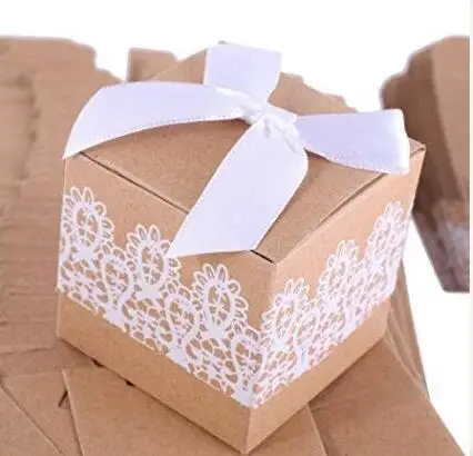40 cajas de regalo rústicas vintage de caramelo Shabby Chic cajas de regalo de boda con cinta de lazo para bodas fiestas de bebé 