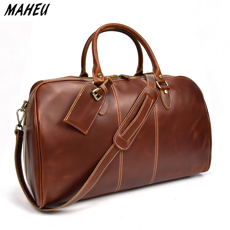 Buy Women Vintage genuine leather Travel bag Red Zip