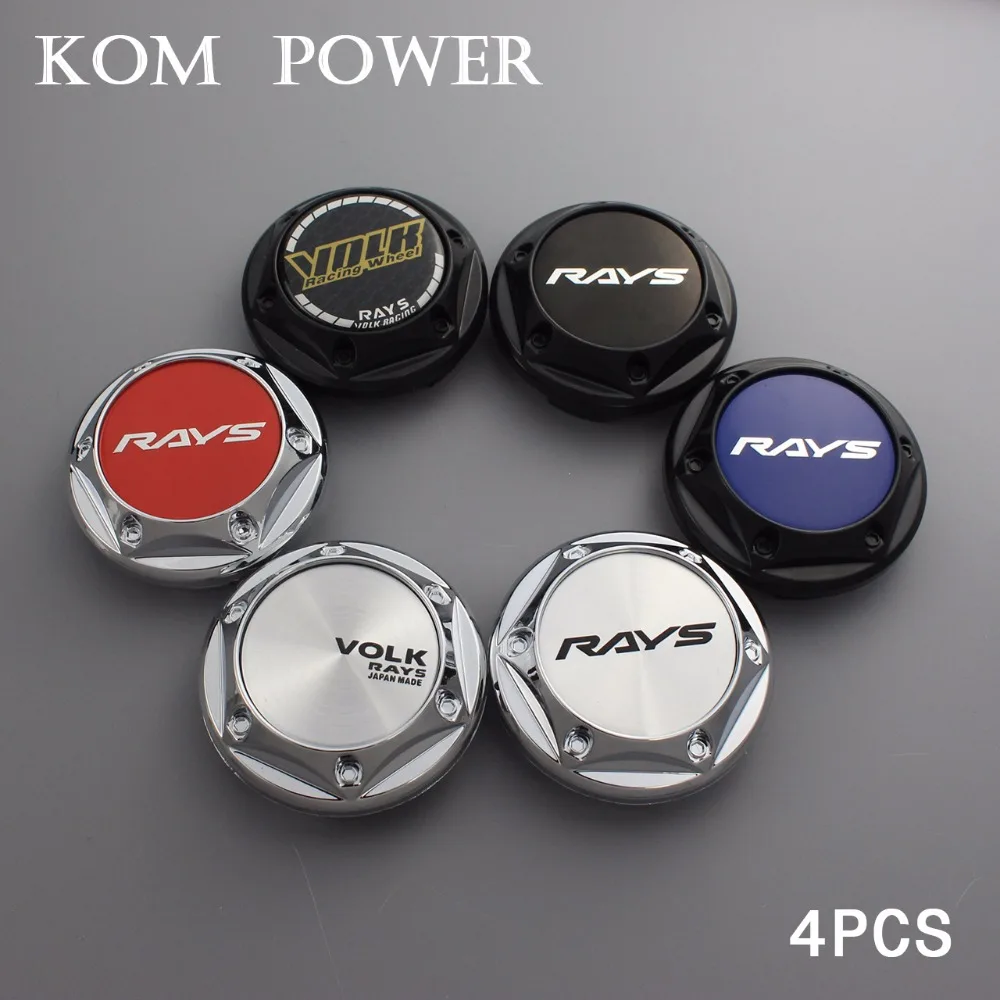 

KOM 4pcs 68/61.5mm clip auto racing rays rim cover hub cap volk emblem modified wheel center cap with steel ring enjoliveur roue