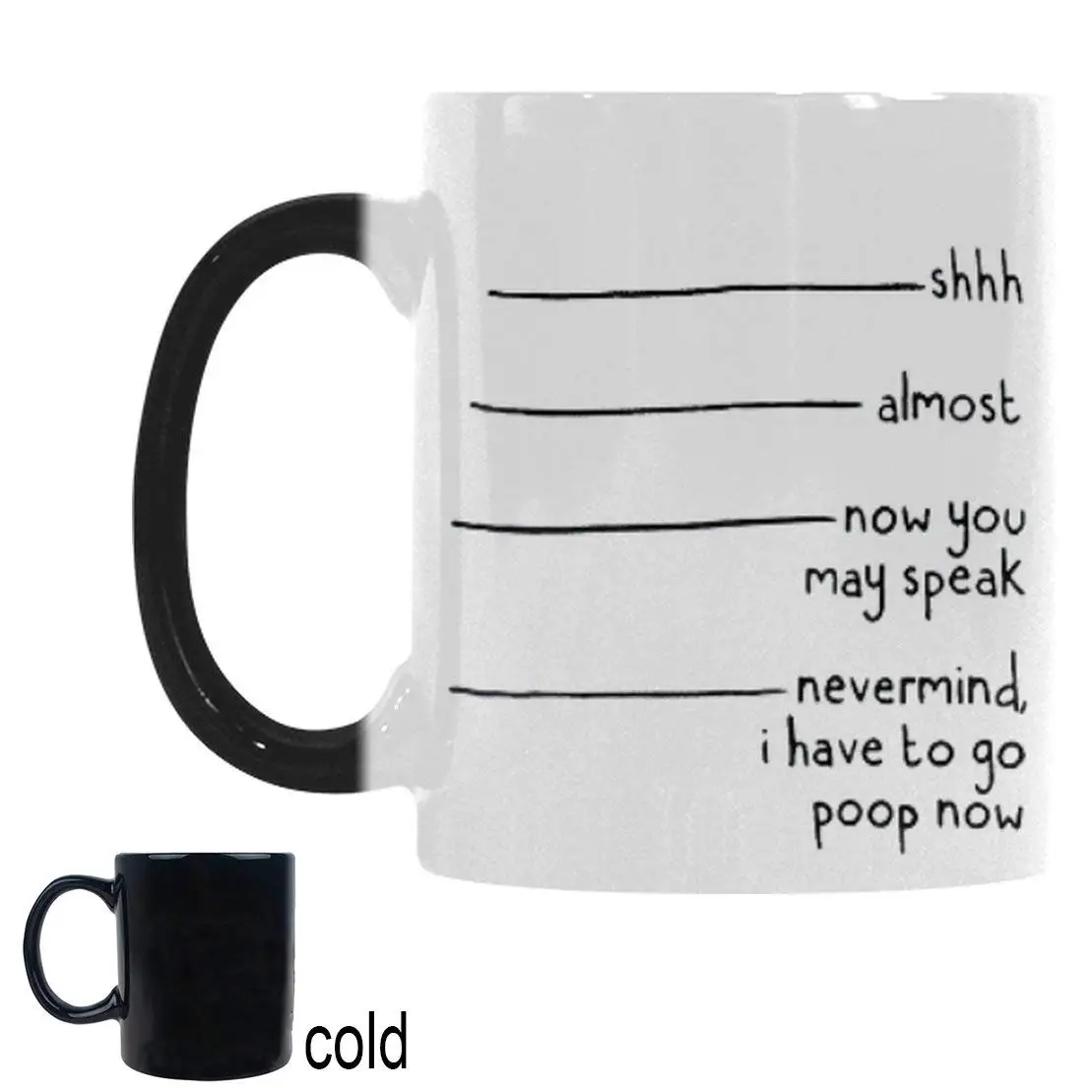 

11 Oz Shhh Almost Now You May Speak Nevermind Changing Morphing Coffee Mug