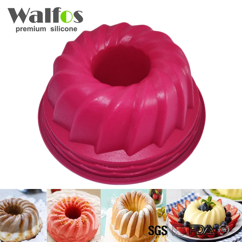 1Pc Bundt Ring Silicone Bakeware Mould Cake Pan Bread Pastry Tin Baking