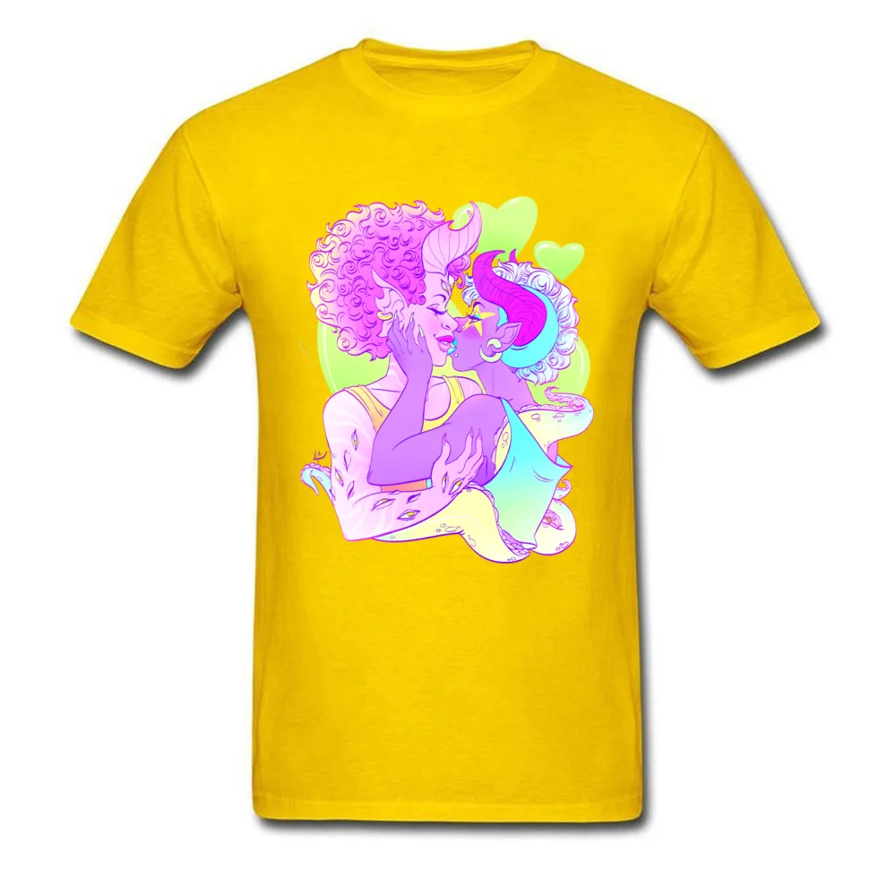 Demon Kiss 1 100% Cotton Student Short Sleeve Tops T Shirt Cool Autumn Tshirts Normal Tops & Tees Dominant Round Neck Demon Kiss 1 yellow