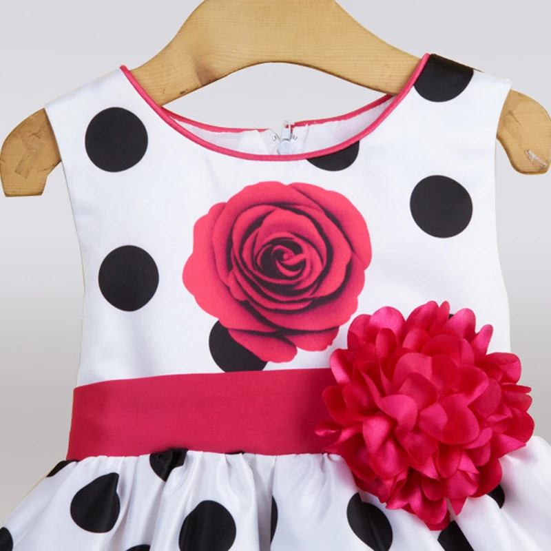 B&N Sleeveless Children Dresses Black Dot Red Bow Floral Dress Baby Infant Summer Party Dresses Princes Girls Costumes8