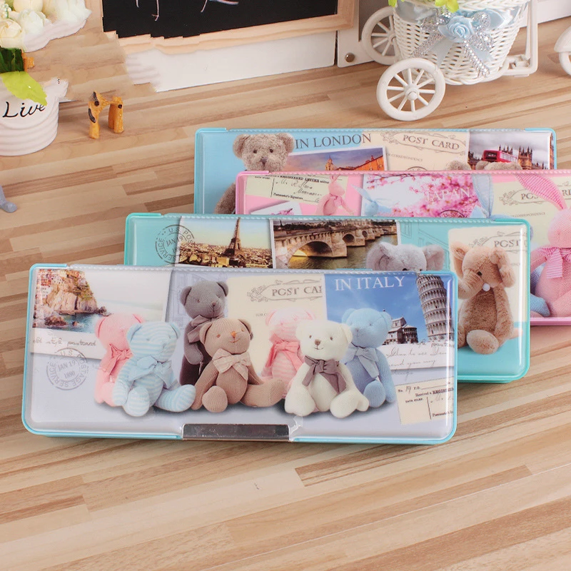 

Deli Kawaii Pencil Case Estuche Escolar Stationery Box Class Schedule Cartoon Creative Multi-layer Pen Box School Supplies