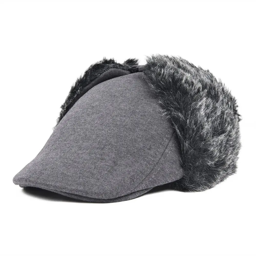 VOBOOM зимние теплые Earflap Bomber Hat для мужчин без каблука Плющ кепки защита ушей серый