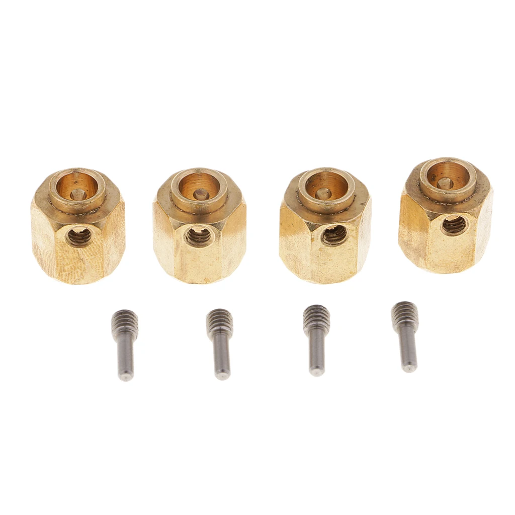 4Pcs 12mm Wheel Hub Brass Hexagonal Adapter Hex Adapter for 1/10 Traxxas TRX4 RC Crawler Truck Car Model